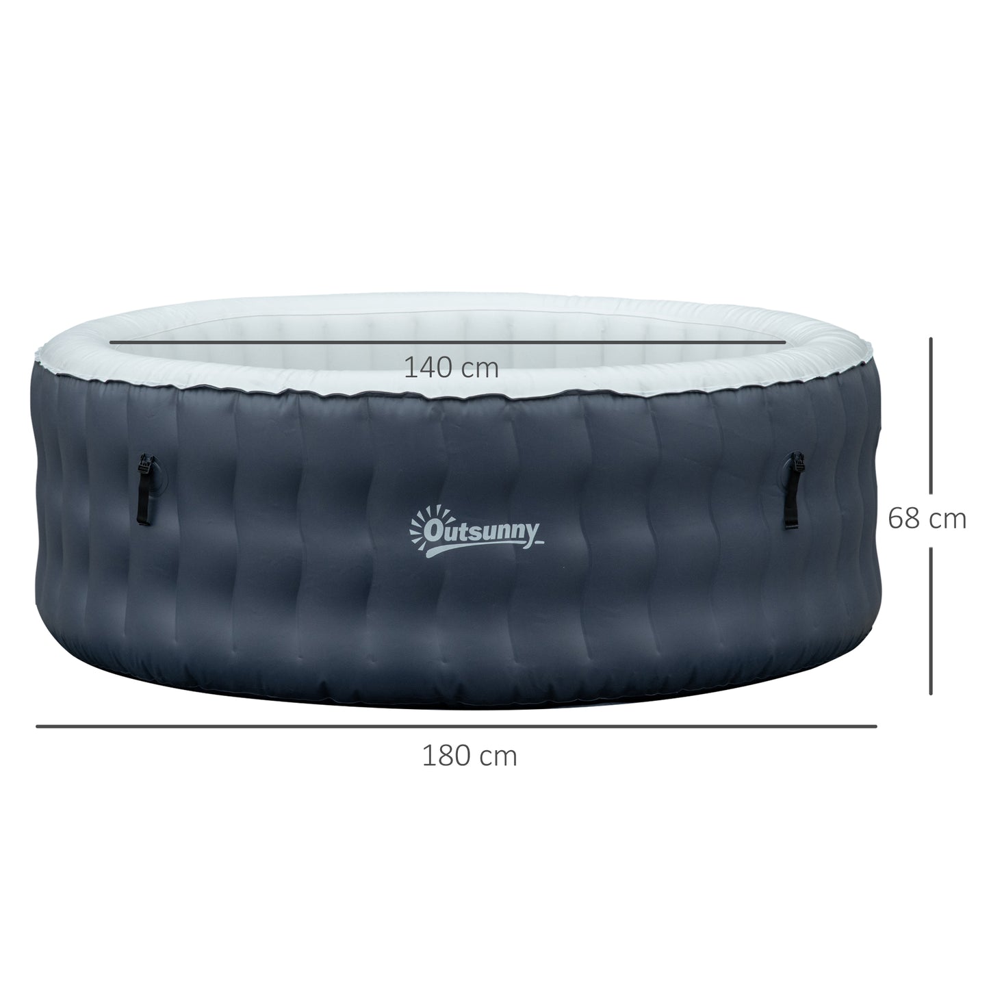 Outsunny Inflatable Round 180cm Jet Spa Hot Tub, Dark Blue and White: Includes, Cover, Filters & Floor Mat